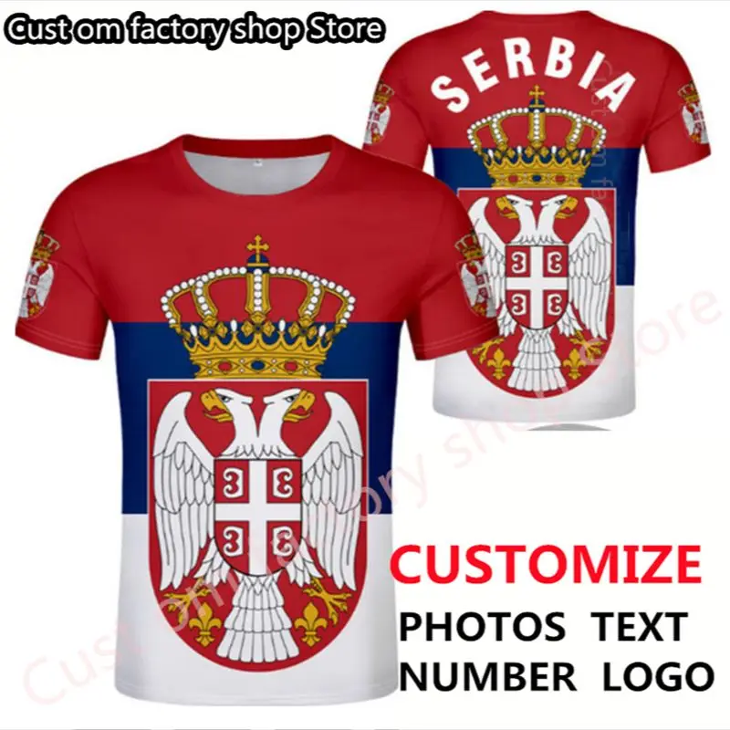 

SERBIA republic T-shirt diy free custom made name number srbija Men Women Fashion Short sleeve T-shirts The casual t shirt