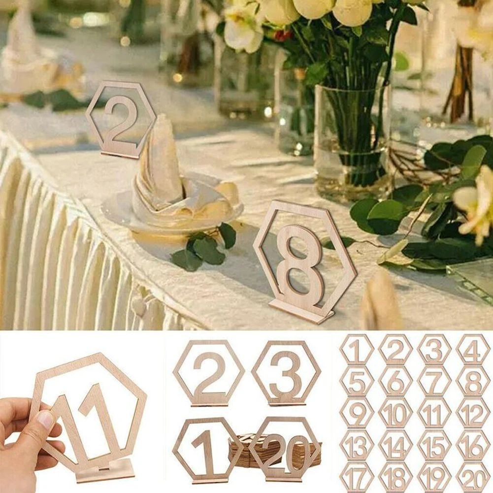 

1-10/11-20 Numbers Wood Signs Wedding Hexagon Table Number Wooden Table Numbers Rustic Wedding Engagement Seat Numbers Sign