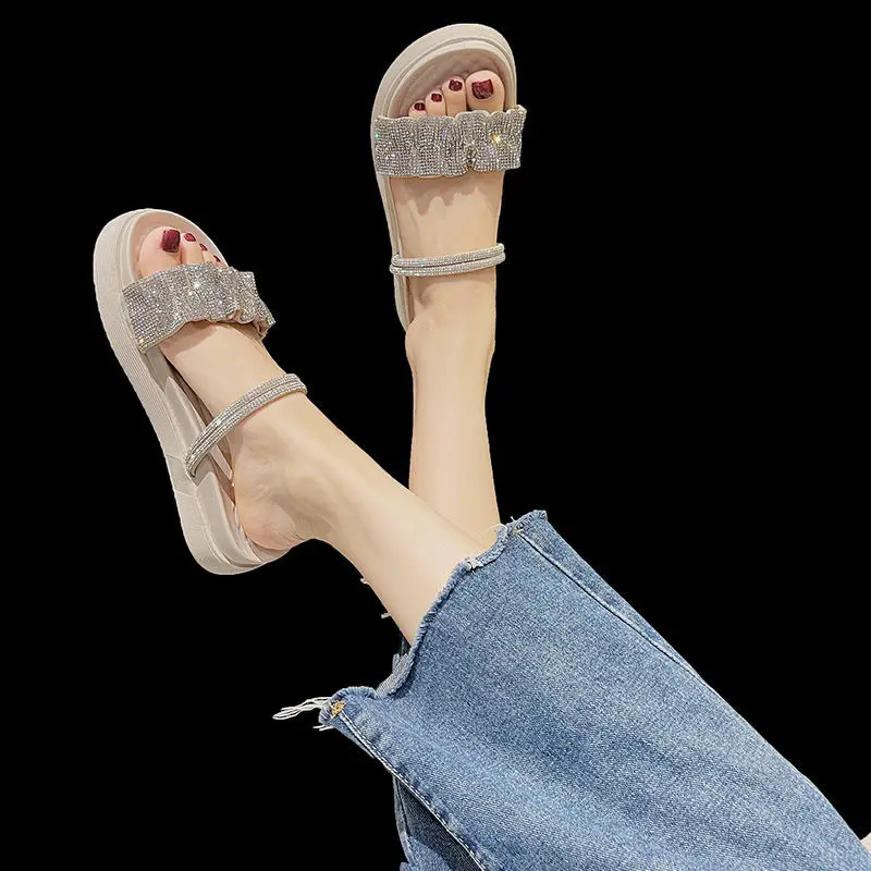 

Босоножки женские на платформе, брендовые сандалии с мягкой подошвой, средний каблук, двусторонняя подошва, летняя обувь на плоской подошве