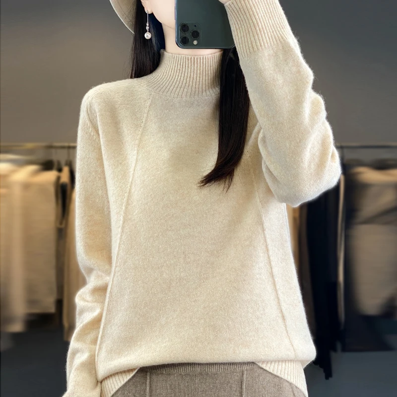 

Женский плотный свитер ZYCZCXX из 100% мериносовой шерсти, вязаный пуловер с круглым вырезом, женский новый осенне-зимний теплый базовый Однотонный свитер для женщин