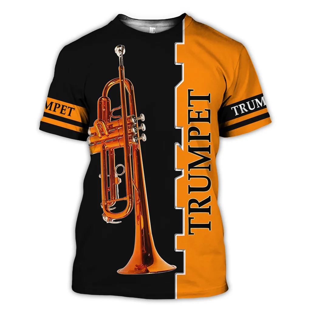 

Summer Trend For Men Instrument Saxophone Graphic T-shirt Harajuku Piano Music Short Sleeve Hip Hop O Neck Vintage Casual Shirt