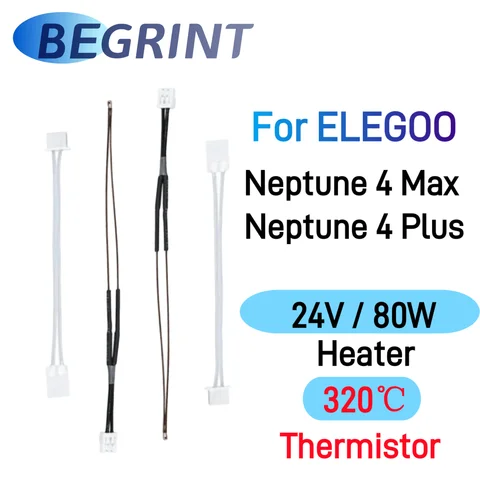 20 в 80 Вт Картридж нагреватель 320 ℃ Термистор для Elegoo Нептун 4 Plus Hotend Нептун 4 Max Hotend Модернизированный комплект керамический нагрев