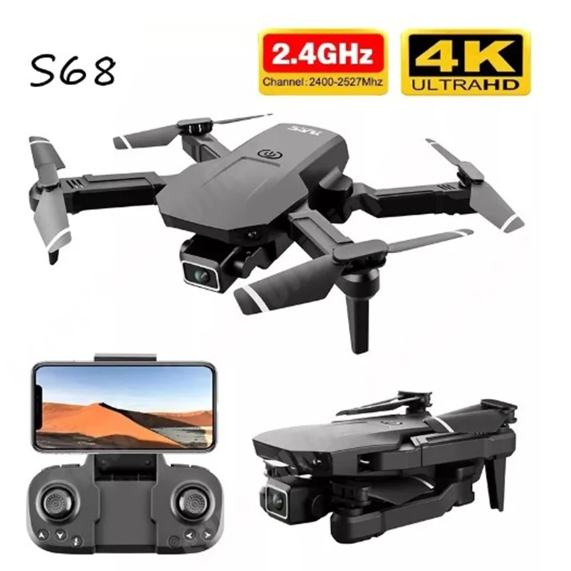 

S68 Headless Mode WiFi FPV RC Drone 4K HD Mini Aircraft Altitude Hold 2.4GHz 4CH Foldable Helicopter Quadcopter Toys Gift