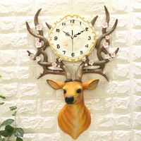 deer head wall clock creative diy nordic style wall hanging clock watch living room home decoration electronic quartz clock