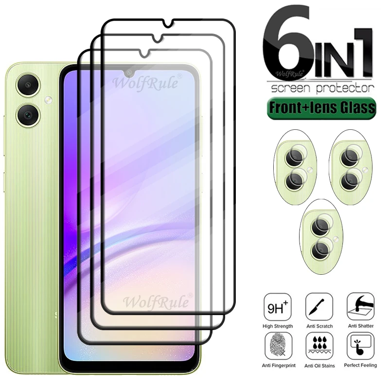 

6-in-1 For Samsung Galaxy A05 Glass Samsung A05 A34 A14 A04 A04S A24 A25 A05S Glass 9H Screen Protector Samsung A05 Lens Glass