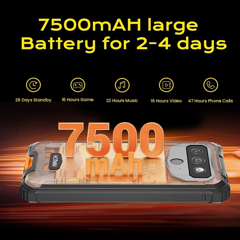 4G Smartphone Hotwav T5 Pro IP68 Android 12 MTK6761 Mobile Phone 4GB 32GB Cellphone 7500mAh 13MP Rear Camera NFC Rugged