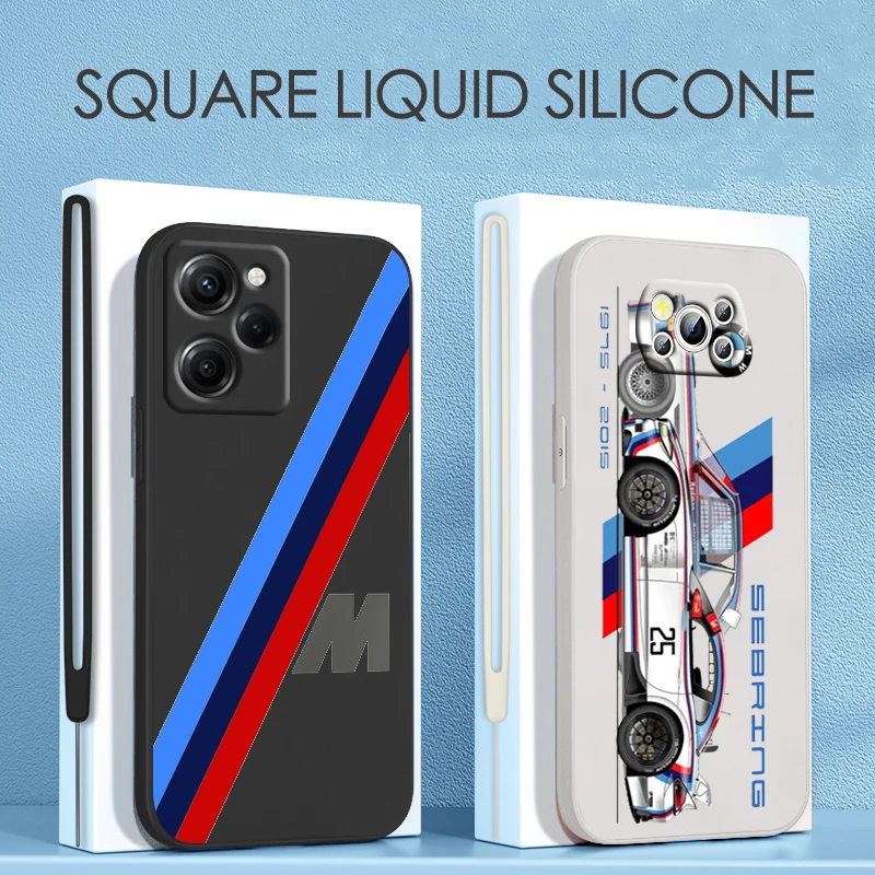 

Red Blue Bmw Car For Xiaomi POCO X5 M5 C40 M4 X4 F4 C40 X3 NFC F3 GT M4 M3 M2 Pro C3 4G 5G Liquid Rope Phone Case Coque Capa