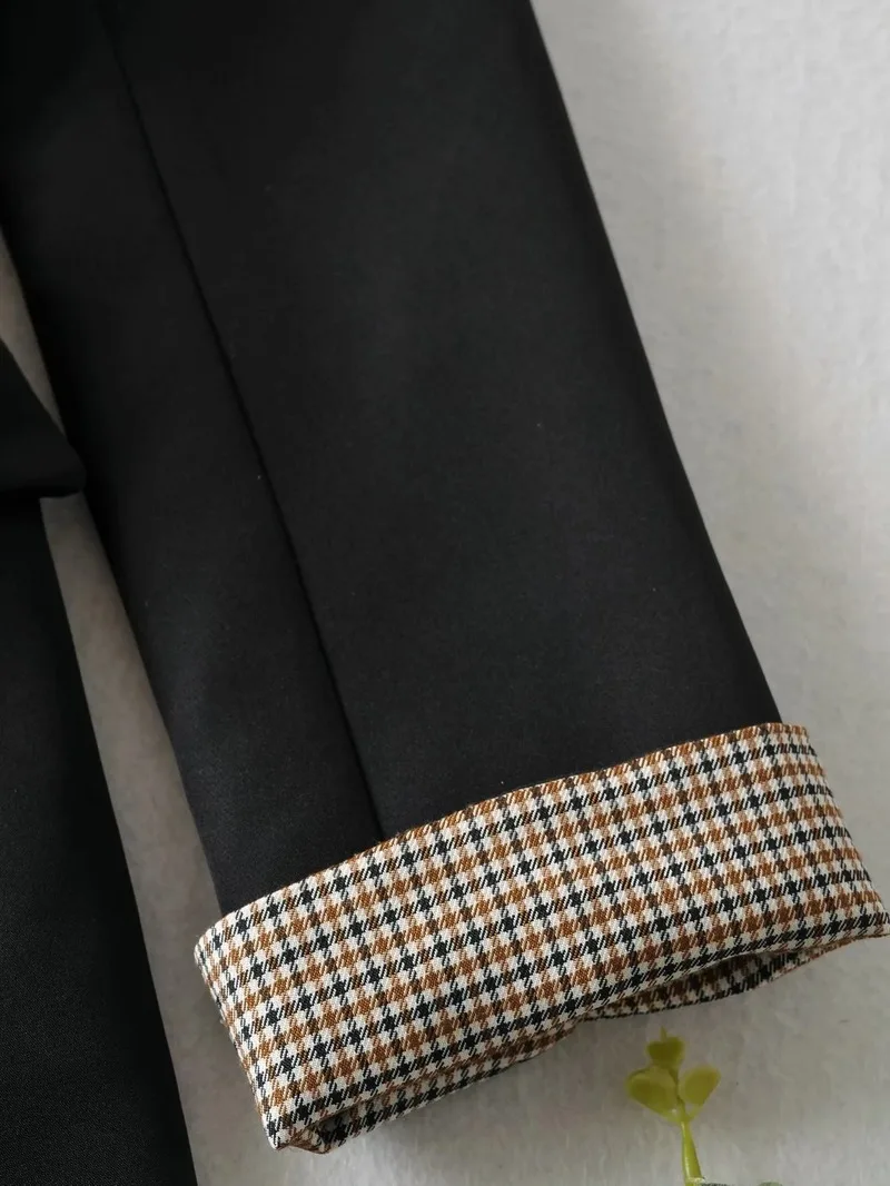 Korean Fashion Black Blazer Suit with Sashes Women Solid Colors Single Breasted Office Blazer 2021 Elegant Casual Commute Coats