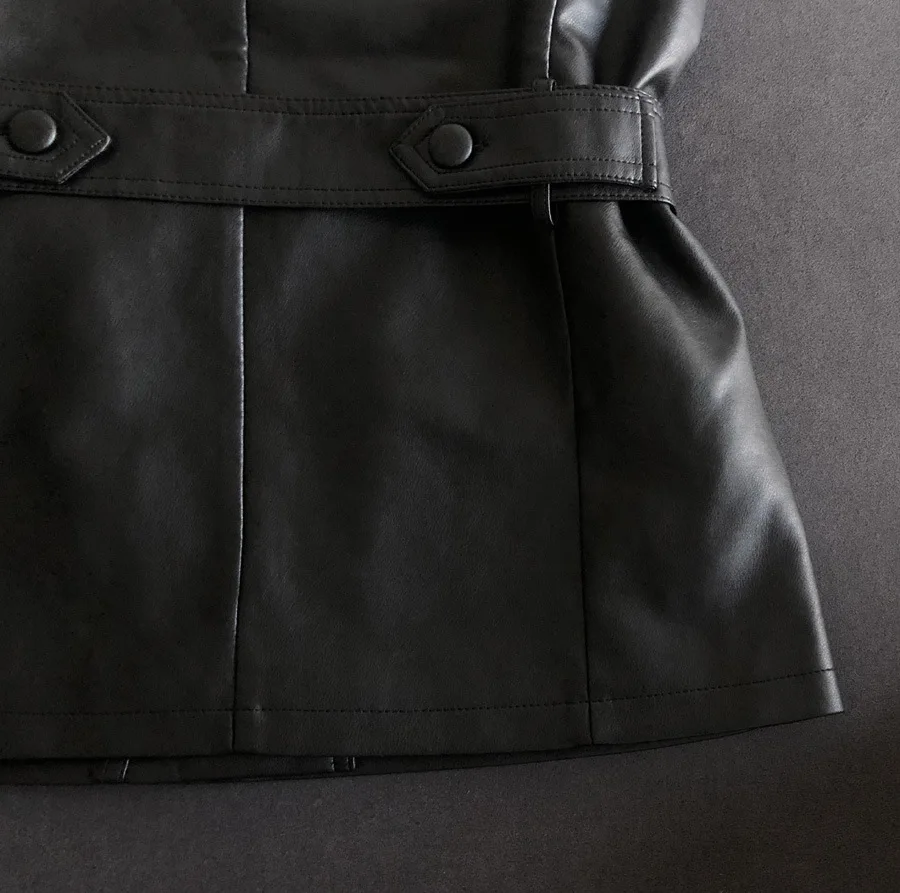 2023 autumn clothes new fashion slim small stand-up collar motorcycle leather vest belt sleeveless leather vest