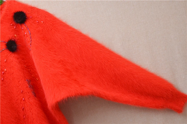 Женский Mujer осенне-зимний рождественский красный винтажный свитер с волосатой