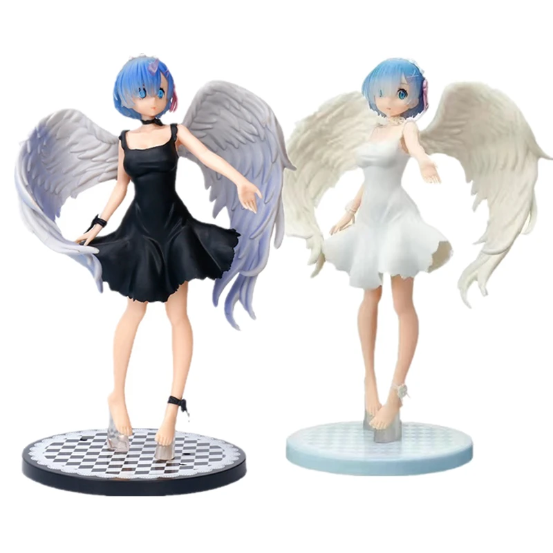 

21cm Anime Figure Rem Figurine Winged Angel Girl Rem Statue Model Ornament Toys Re:Life In A Different World From Zero