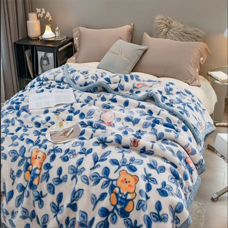 

Thickened Blanket Cover Double Layered Thickened Raschel Blanket Dormitory Single and Double Soft Warm Nap Blanket Blanket