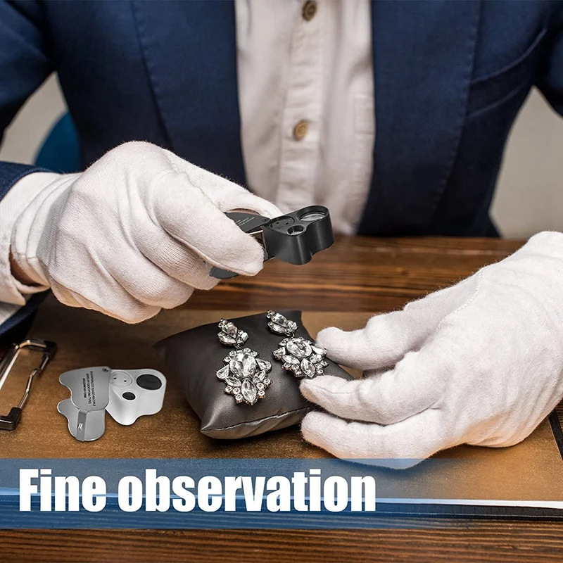 

Лупа для ювелирных изделий, увеличительное стекло с петлей, яркая светодиодная лампа, 3 шт., 30X 60X 90X