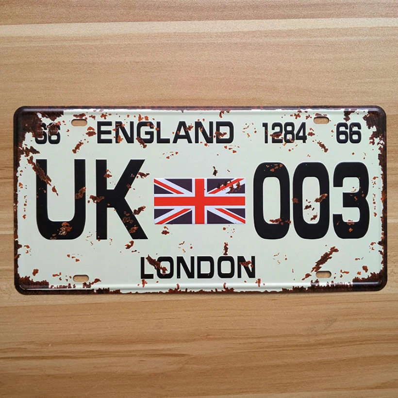 

Retro license Car plates UK-003 london England " vintage metal tin signs garage painting plaque Sticker 15x30cm