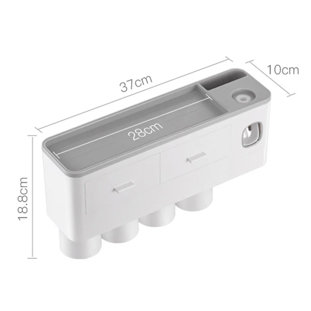 

With Dustproof Cover Multifunctional Wall Mounted Home Automatic Toothpaste Dispenser Shelf Toothbrush Holder Hotel Space Saving