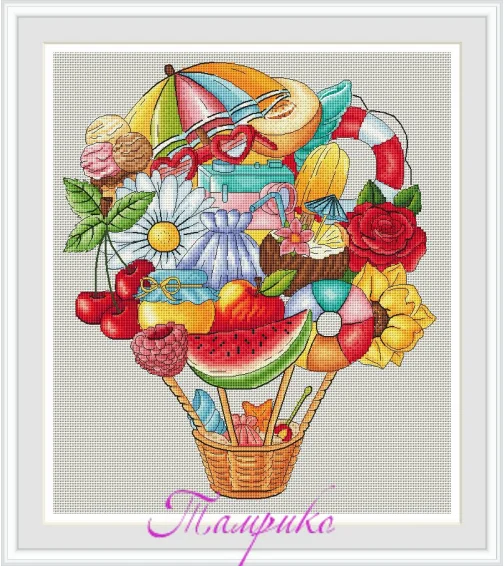 

Summer hot air balloon 37-42 Embroidery Cross Stitch Kits Craft DIY Needlework Cotton Canvas High-quality