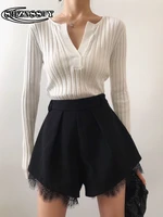 knitted top long sleeve v neck solid fashion sweaters autumn and winter slim fit coat bottoming shirt versatile womens jumper