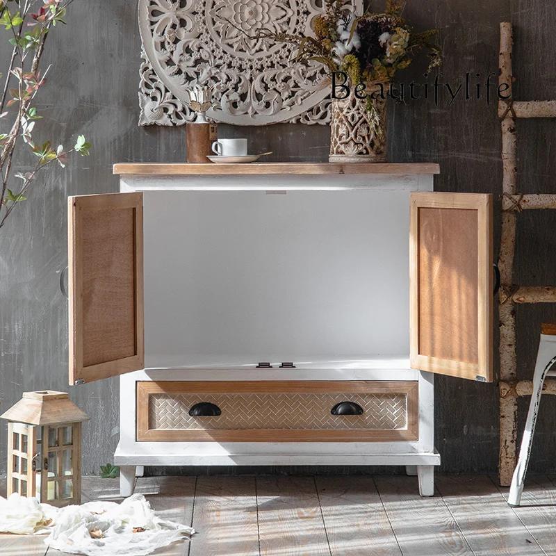 w stylu amerykańskim antyczna szafka wejściowa z litego drewna minimalistyczna do przechowywania gospodarstwie domowym