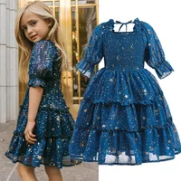 Summer Smocked Dress For Girls Kids Summer Wedding Birthday Party Tutu Casual Clothes Children 3 4 5 6 7 8 Year Princess Costume