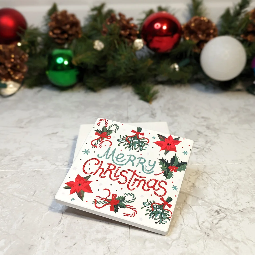 Рождественские подставки для напитков набор квадратных подставок с красивым