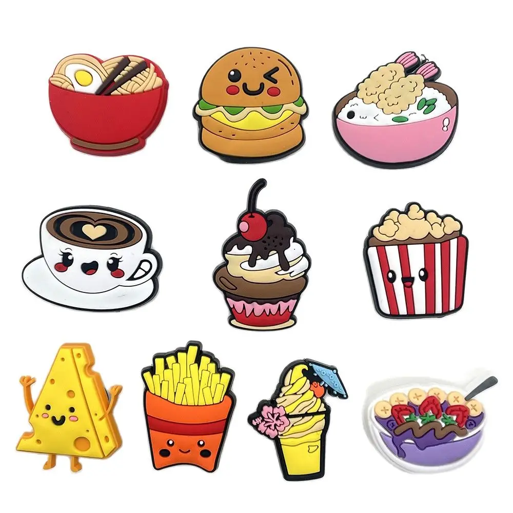 9 Sets Cute Cartoon Diy Croc Accessories Butterfly Gourmet Pattern Children'S Gifts Croc Charm  Shoe Decoration Sandal Buckle