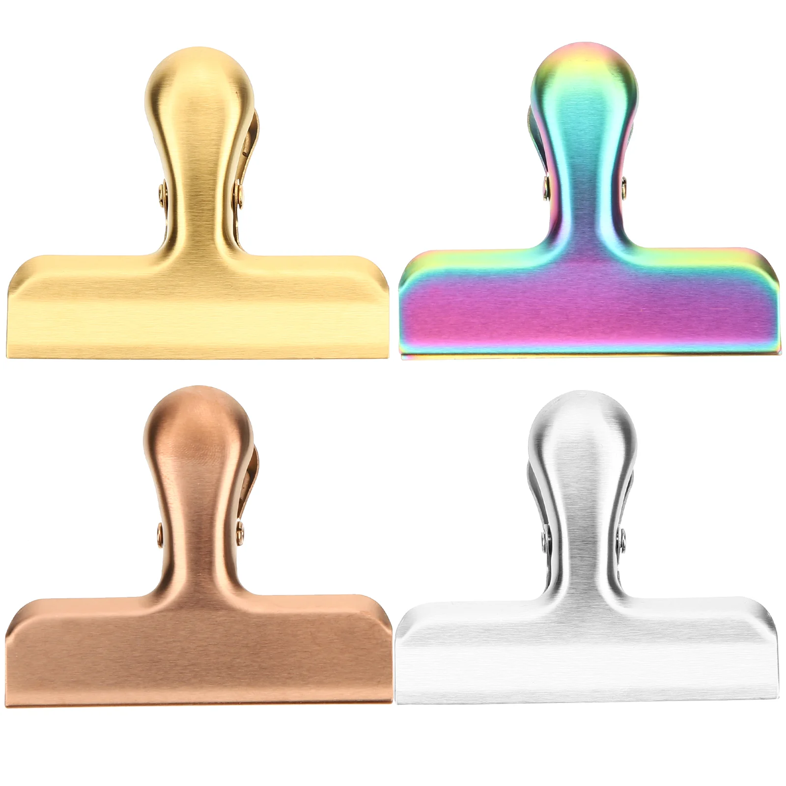 

4pcs Practical Stainless Steel Multipurpose Reusable Clips Chip Clips Sealing Clips Potato Bags Clips Snack Bags Clips