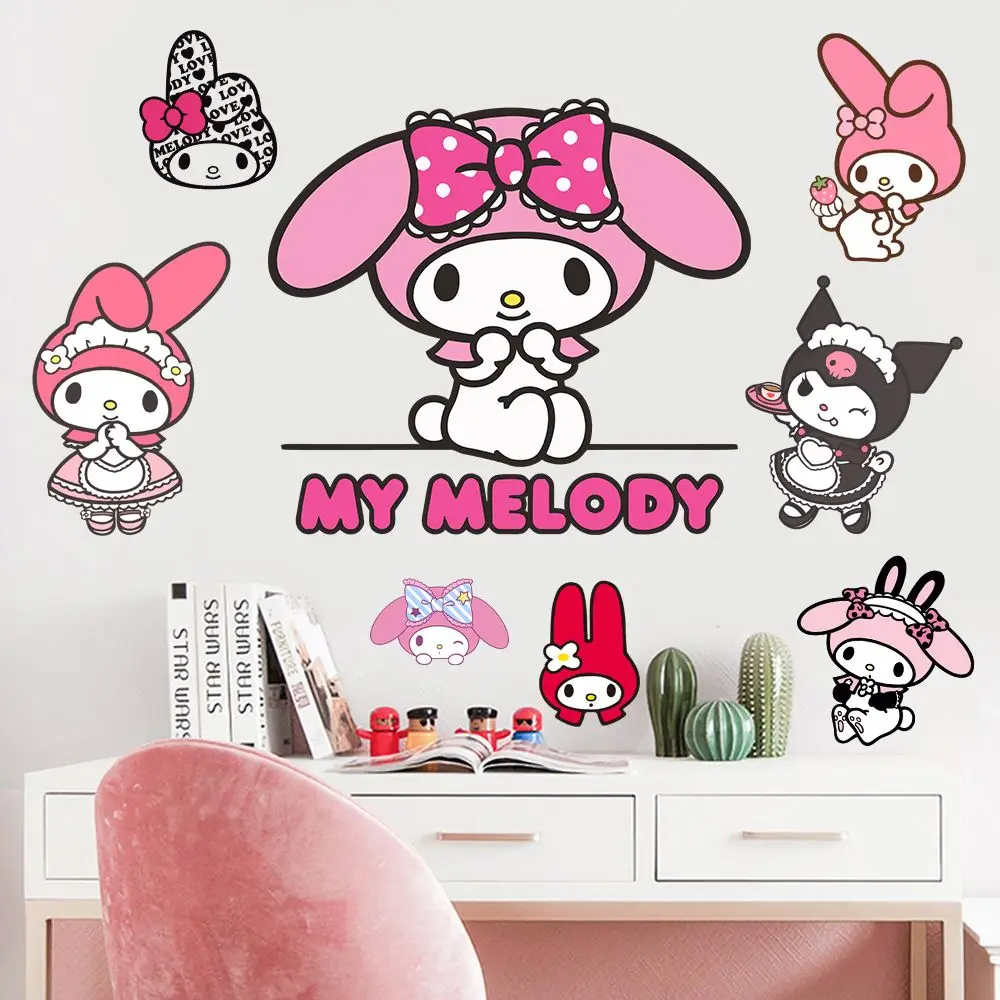 Kawaii Sanrio Hello Kitty Kuromi обои наклейки декор комнаты моя мелодия аниме милый автомобиль