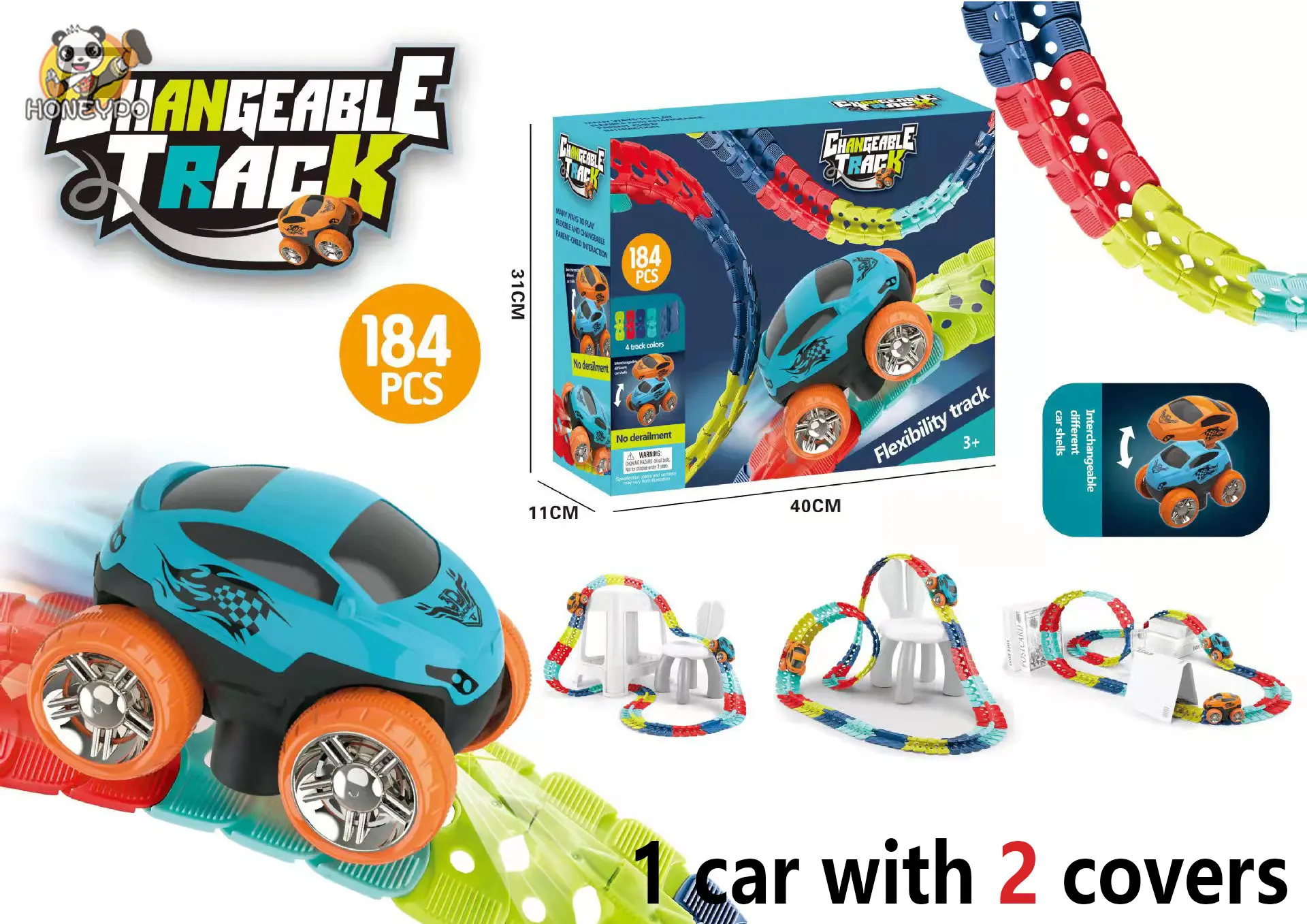 Rechargeable Kids Track Cars For Boy Flexible Track with LED Light-Up Race Car Set Anti-gravity Assembled Track Car Gift for Kid