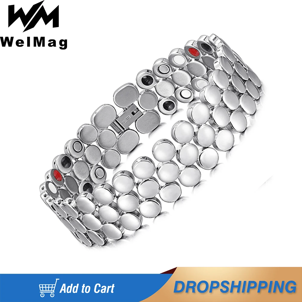

WelMag Magnetic Bracelet Bangles For Women Bio Energy Therapy Health Care Bracelet 3500 Gaus Magnet Stainless Steel Bracelet