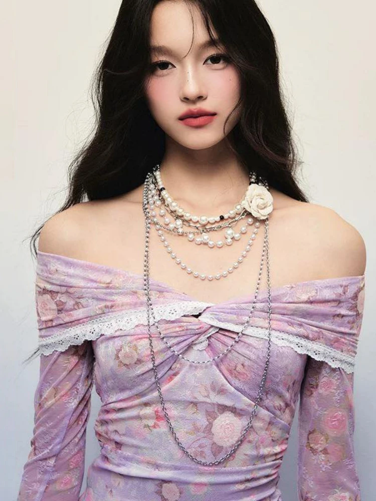 Сексуальные кружевные лоскутные марлевые футболки с вырезом на шее женские топы