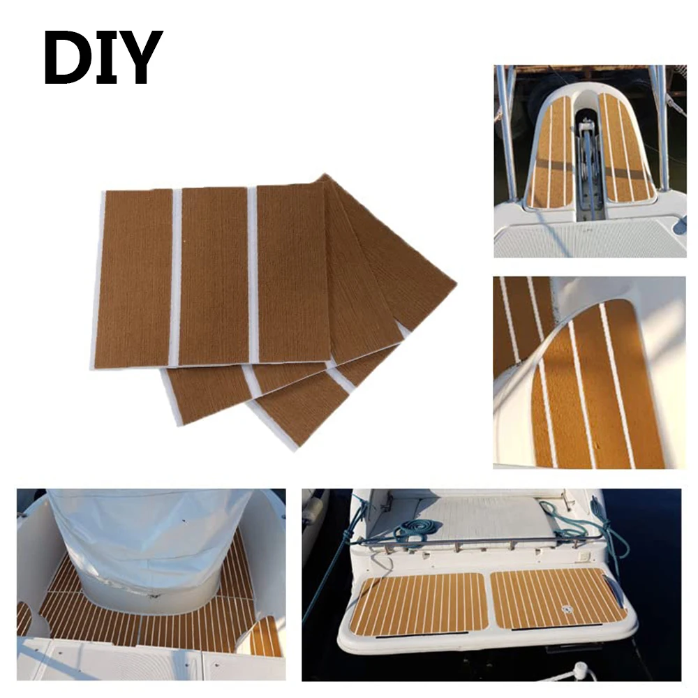 

Boat Decking Mat 1200/2400 x550 x5mm EVA Foam Faux Teak Brown Deck Sheet Yacht Flooring Anti Skid Mat Self Adhesive Vehicle Pad