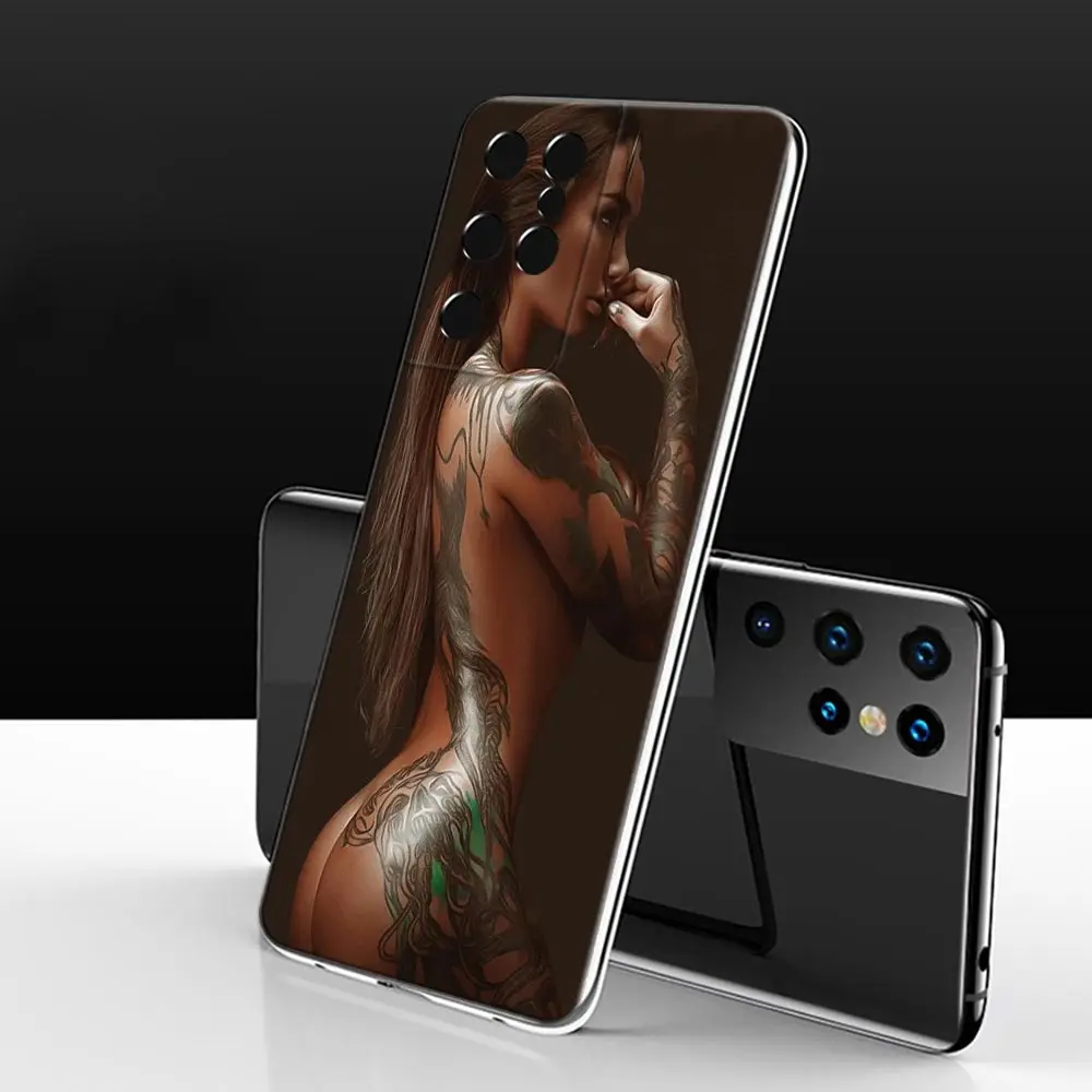 

Phone Case for Samsung S22 S9 S10 S10e S20 S21 Plus Lite Ultra FE 4G 5G Soft Silicone Case Cover Sexy Smoking Tattoo Girl