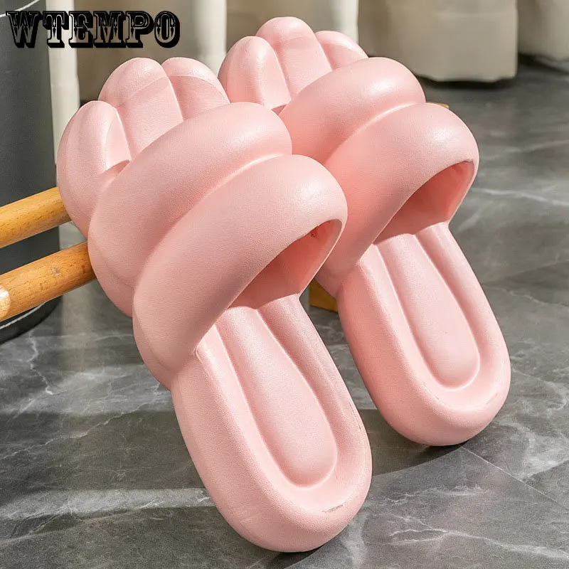 WTEMPO Fashion Couple Slippers Non-slip Sandals Summer Slide Shoes EVA Outdoor Beach Soft Thick Platform Flip Flops Dropshipping
