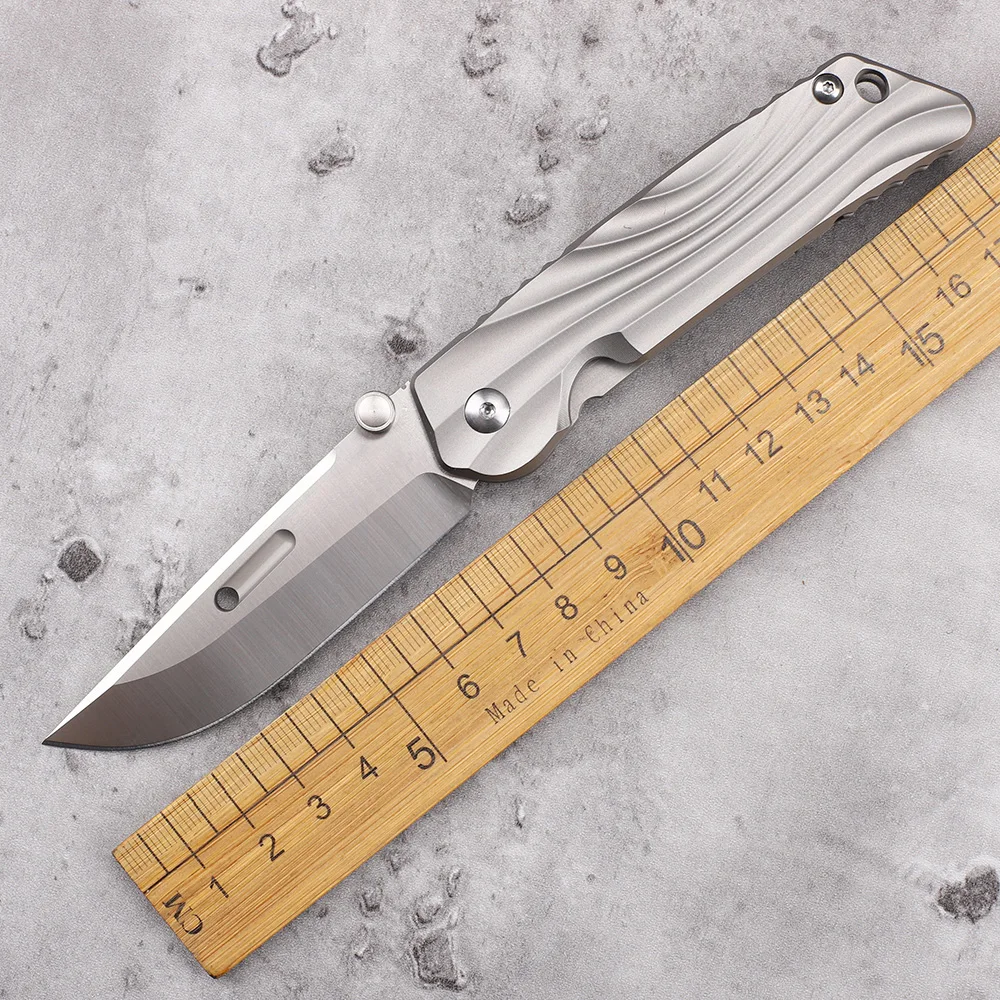 High Quality Steel AUS10 Blade Titanium Alloy Handle Camping Hunting Outdoor Rock Climbing Pocket Fruit Knife EDC Tool