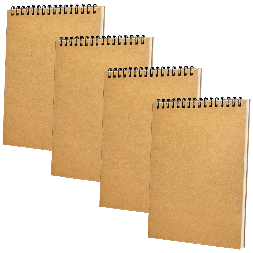 

4 Pcs Small Notebook Time Planning Spiral Notepad Kraft Paper Students Writing Notes Work