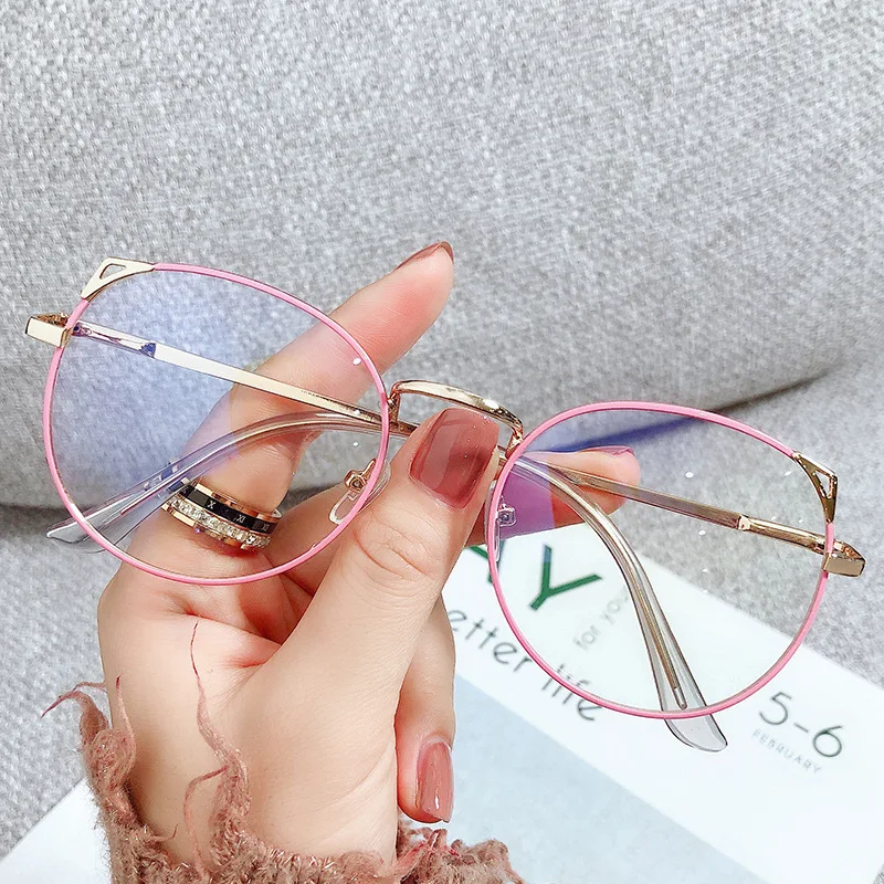 

Women Office Anti Blue Light Oversized Computer Glasses Cat Eye Female Blue Light Blocking Eyeglasses Alloy Frame