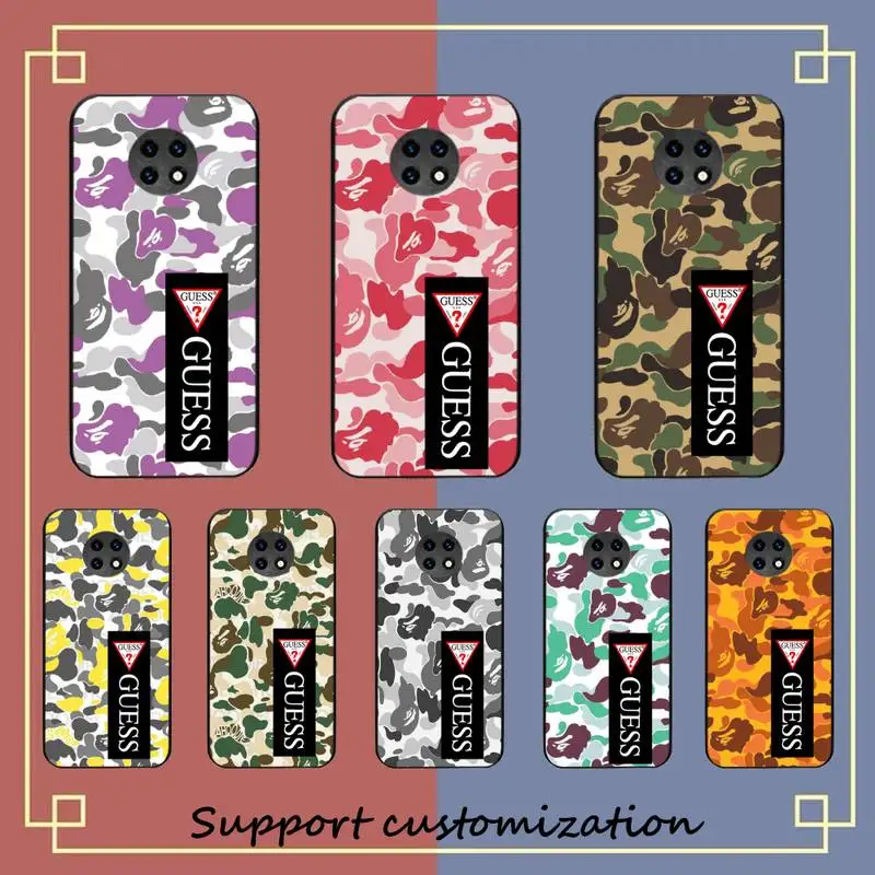 

Luxury Guess Camouflage Pattern Camo military Army Phone Case For Xiaomi Redmi Note8A 7 5 Note8pro 8T 9Pro note 6pro Capa