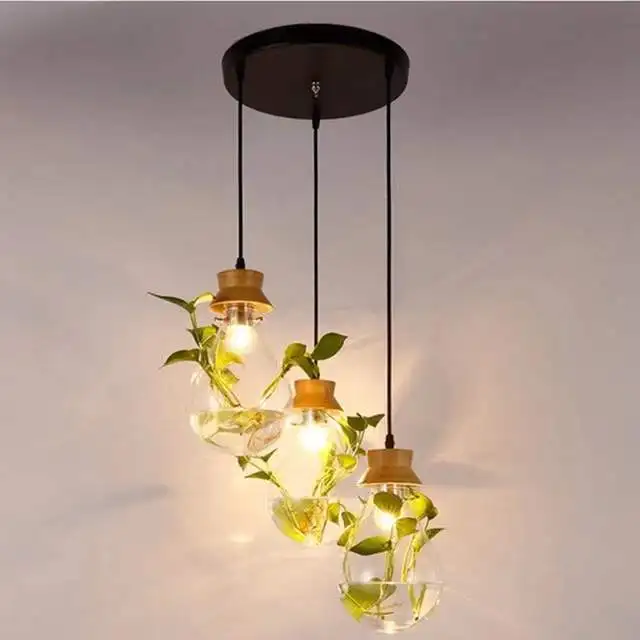 

modern minimalist balcony bar window water culture plant glass chandelier Nordic creative restaurant bar chandelier