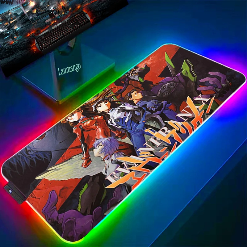 

Game Mats Large Mouse Mat Evangelion Anime RGB Mause Pad Gaming Mousepad Company Computer Accessories Desk Protector Table Pads