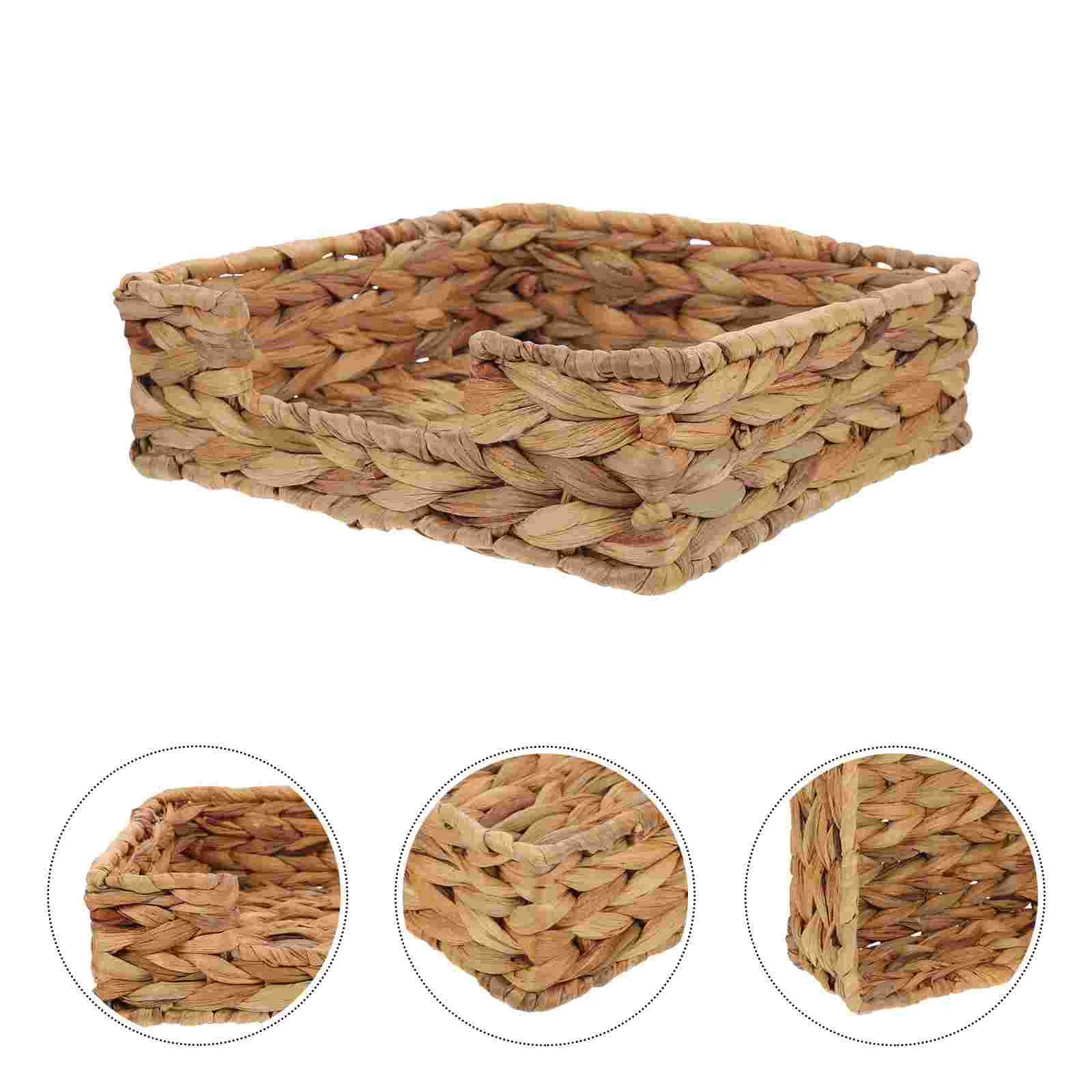 

Napkin Dispenser Home Square Tissue Box Wicker Paper Tray Tissue Box Holder Square Storage Basket Water Hyacinth Basket