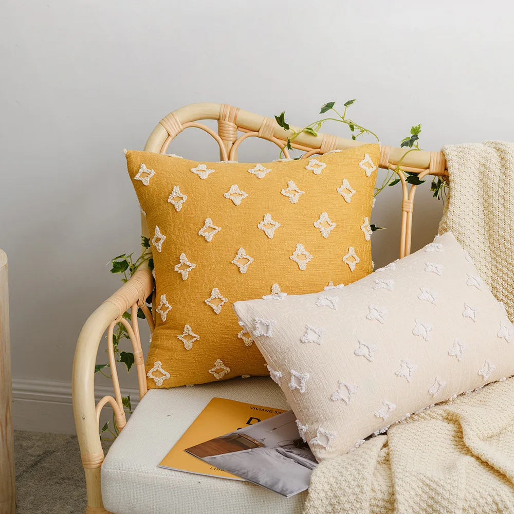 

Хлопковая льняная наволочка 30x50/45x45 см Ins Yellow Cut Flower Star Throw Pillow Case Главная Кровать Диван Стул Спинка Декоративная