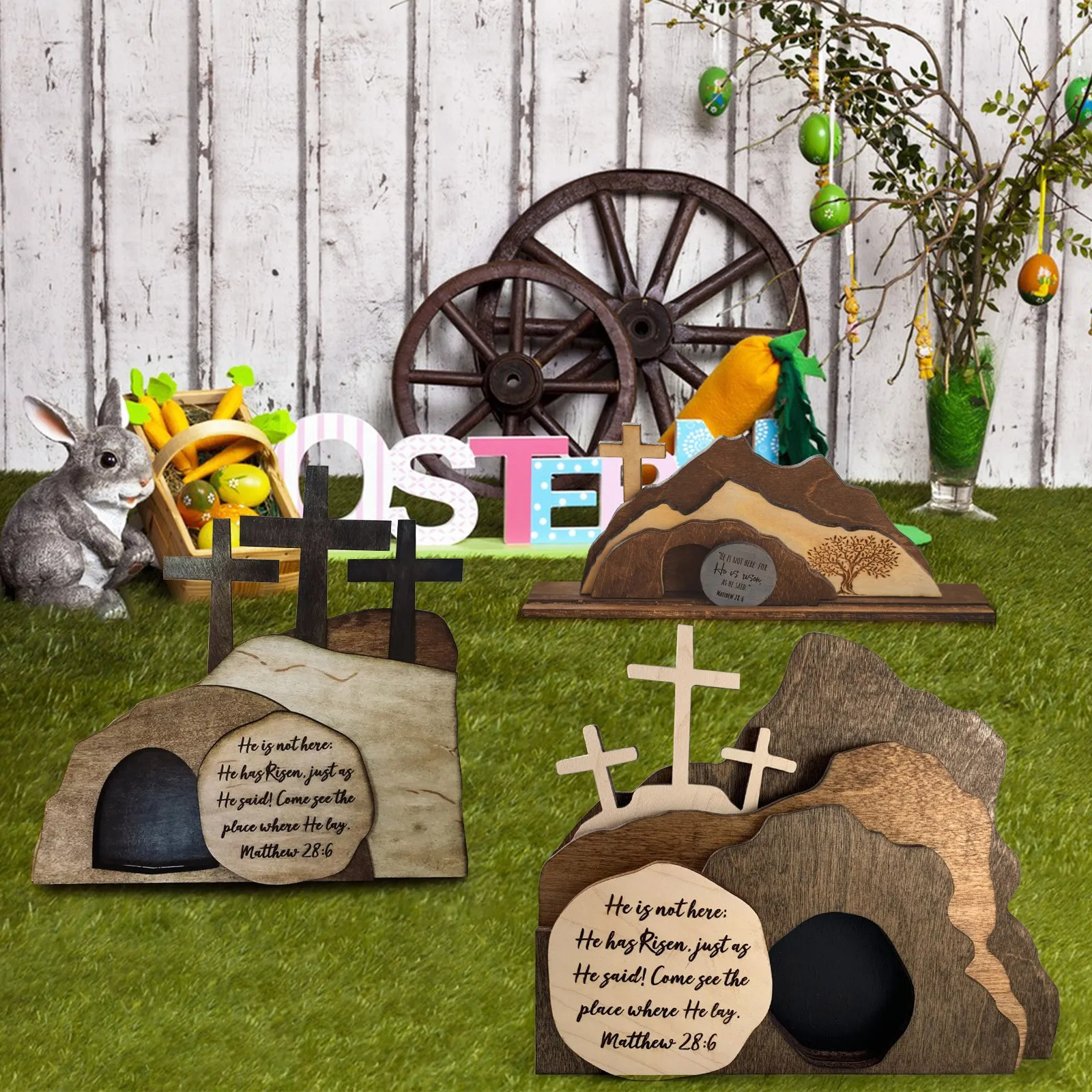 

Empty Tomb Represents The Resurrection Decoration In Easter Scenes Wooden Desk Ornament Of Family Festival Activities Props