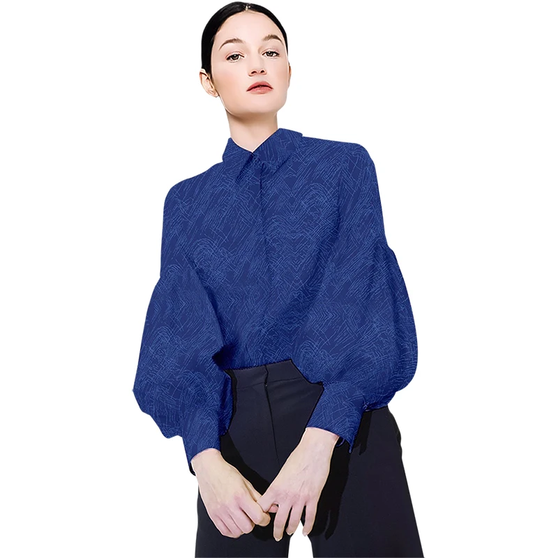 

The foreign gas printing design sense lantern sleeve shirt temperament women 2022 spring new long-sleeved shirt tide