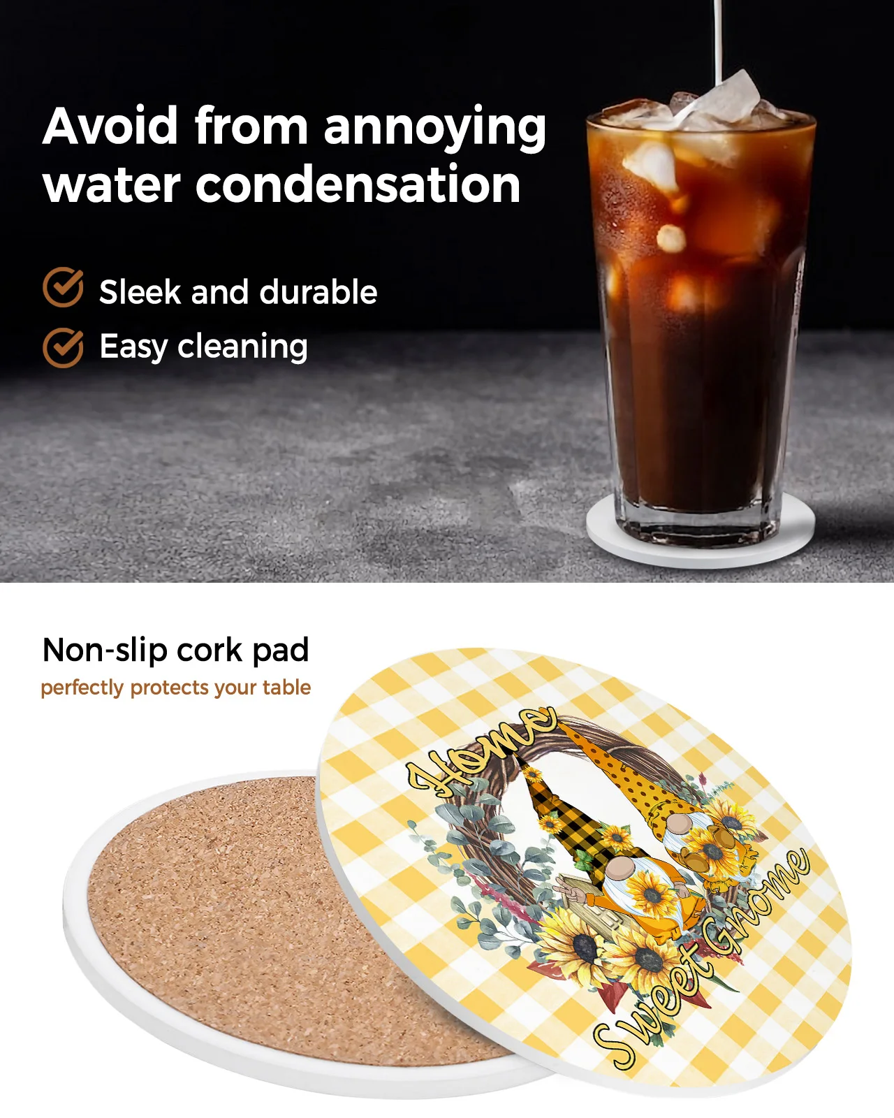 Домашнее милое гномное решетчатое Подсолнухи кухонный стол круглая подставка