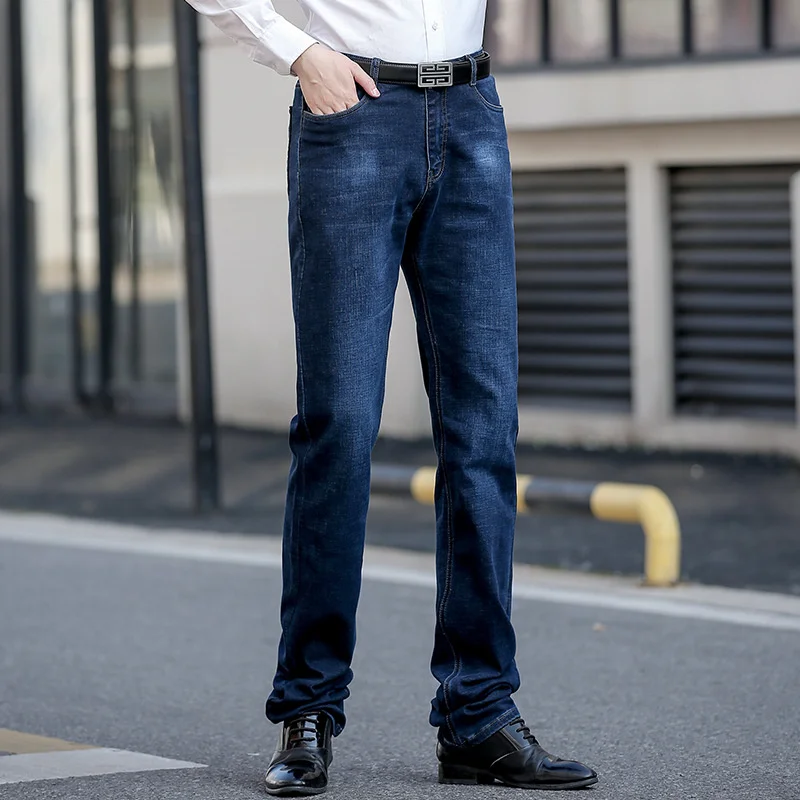 130cm Lengthen Jeans Mens Autumn Winter Elastic Jeans Tall 190cm-220cm Men Extra Long Straight Denim Trousers Plus Size 31-46