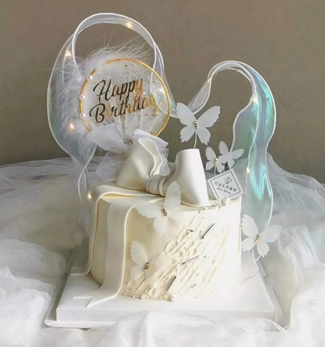 

Butterfly Paper Cake Decoration Supplies with Arcylic Happy Birthday Toppers for Baby Shower WeddingBirthdayPartyCakeDecorations