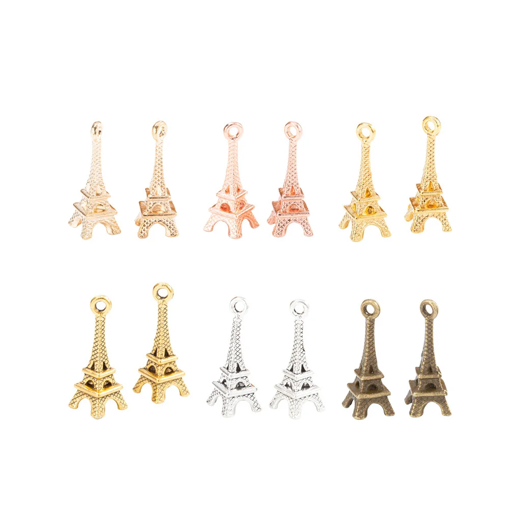 

60 Pcs Retro DIY Keyring Pendant Simulation Eiffel Tower Alloy Jewelry Accessories Hanging Pendant for Necklace Keychain