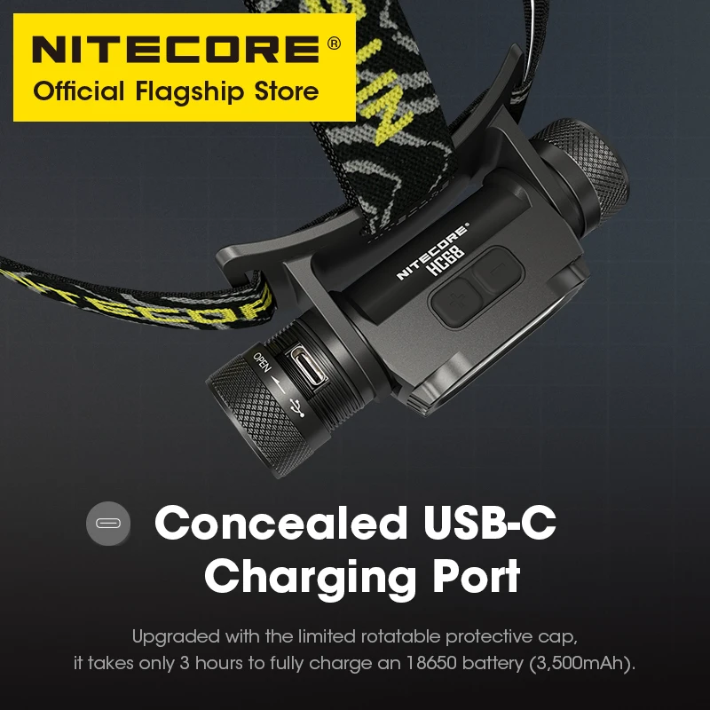 Светодиодный налобный фонарь NITECORE HC68 2000 люмен USB-зарядка Регулируемый прожектор