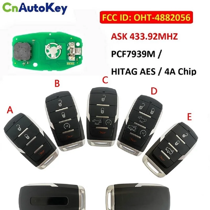 Удаленный ключ CN087037 с логотипом Smart Prox для Dodge Ram 1500 Pickup 2019 2020 433 92 МГц PCF7939M AES 4A Chip FCC
