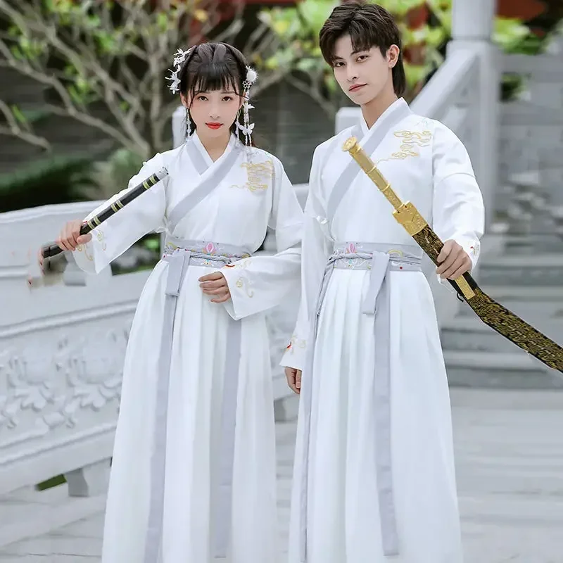 Китайская шелковая одежда в стиле древнего рыцаря ханьфу мужское и женское